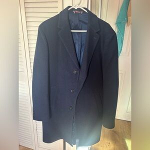 Classic Men's Navy Wool Overcoat